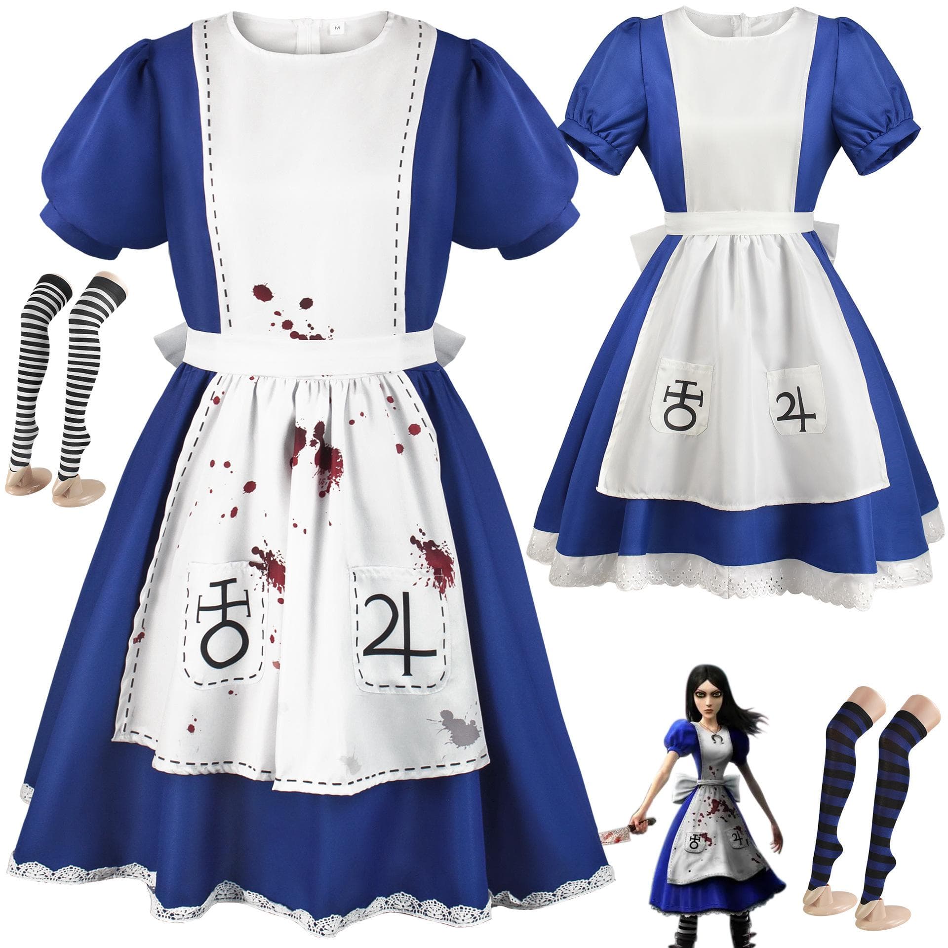 Anime Alice Princess Dress Maid Apron Dress Game Madness Returns Alice Cosplay Costume For Women Girls Halloween Party Costume cm