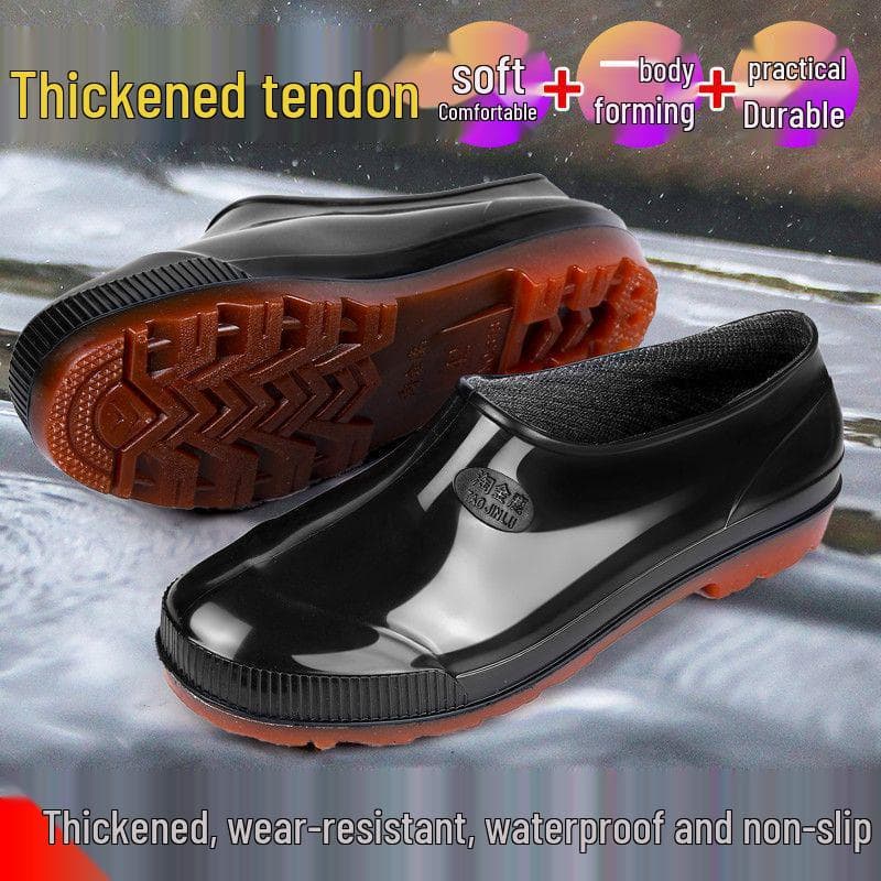 Men's Non-Slip Waterproof Short Rain Boots with Tendon Sole cm
