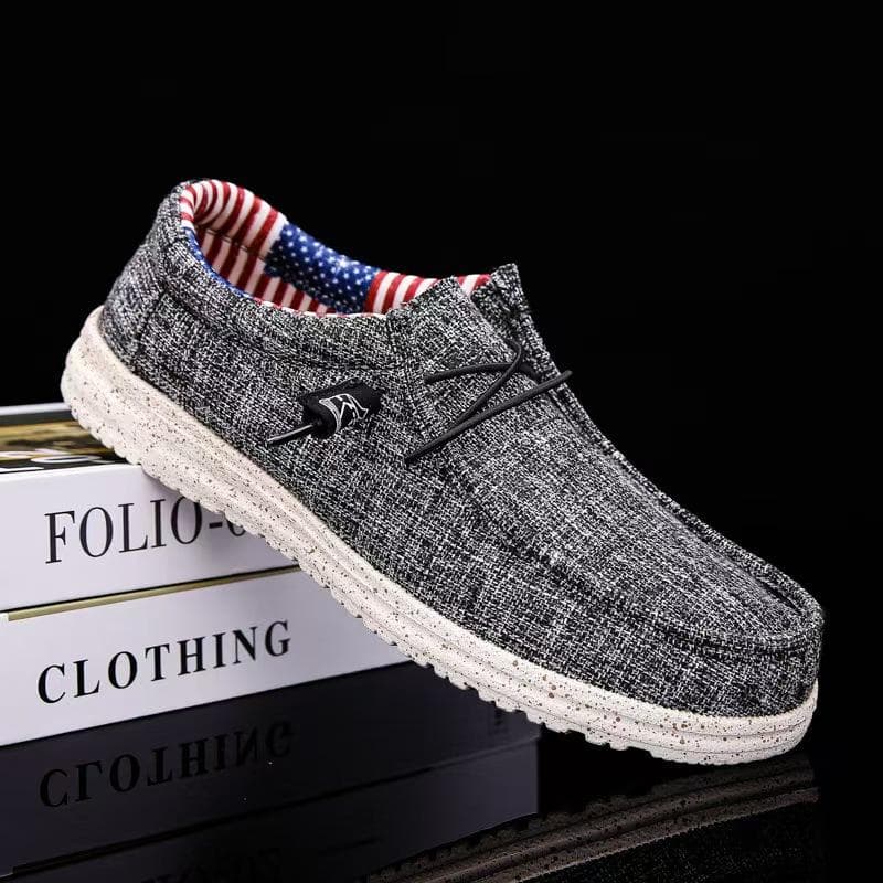 Men's Breathable Casual Canvas Slip Shoes Comfort Slip-on Male Loafer Soft Loafers Lightweight Working Shoes cm khaki