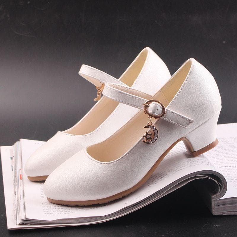 Children Girls Leather Shoes White Princess High Heel Shoes for Kids Girls Performance Dress Student Show Dance Sandals cm wine red