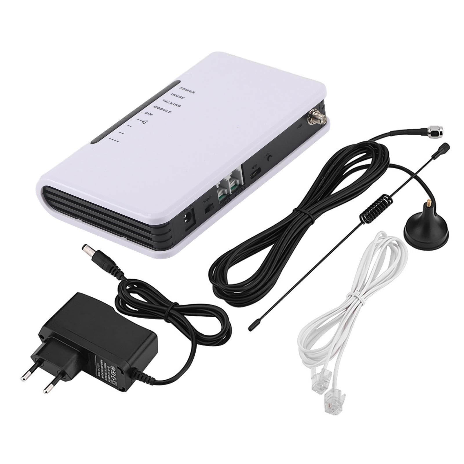 Wireless To Wired Telephone Box GSM 24‑Hour Work Can Connect The Phone Box Alarm Recorder black