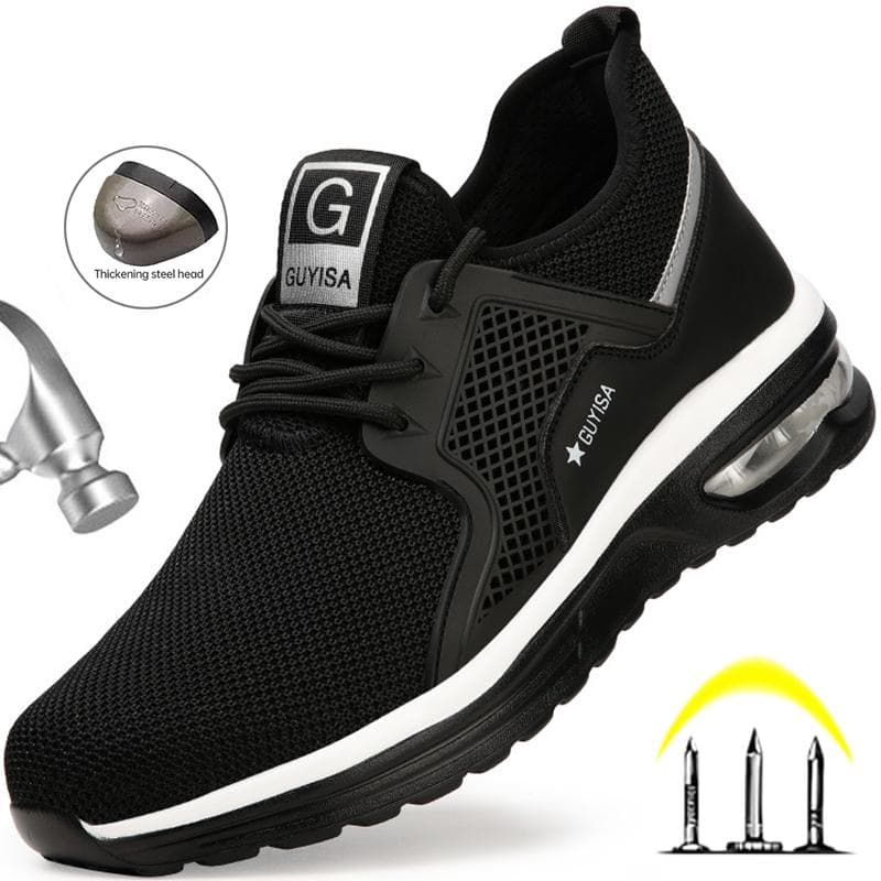 Air cushion Work Safety Shoes Men Steel Toe Shoes Breathable Puncture-Proof Work Sneakers Indestructible Work Safety Boots Male cm