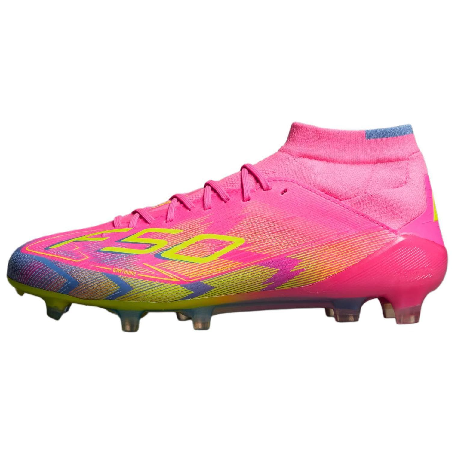 adidas Adizero F50 Elite Mid FG Mystic Victory Pack Women Sneakers Pink Lucid-Pink Lucid-Lemon IE1458 cm