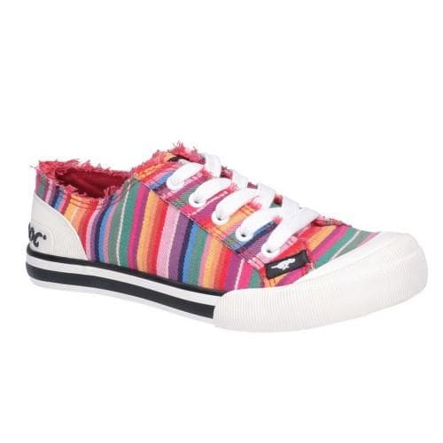 Rocket Dog Womens/Ladies Jazzin Eden Stripe Lace Up Canvas Trainer cm red