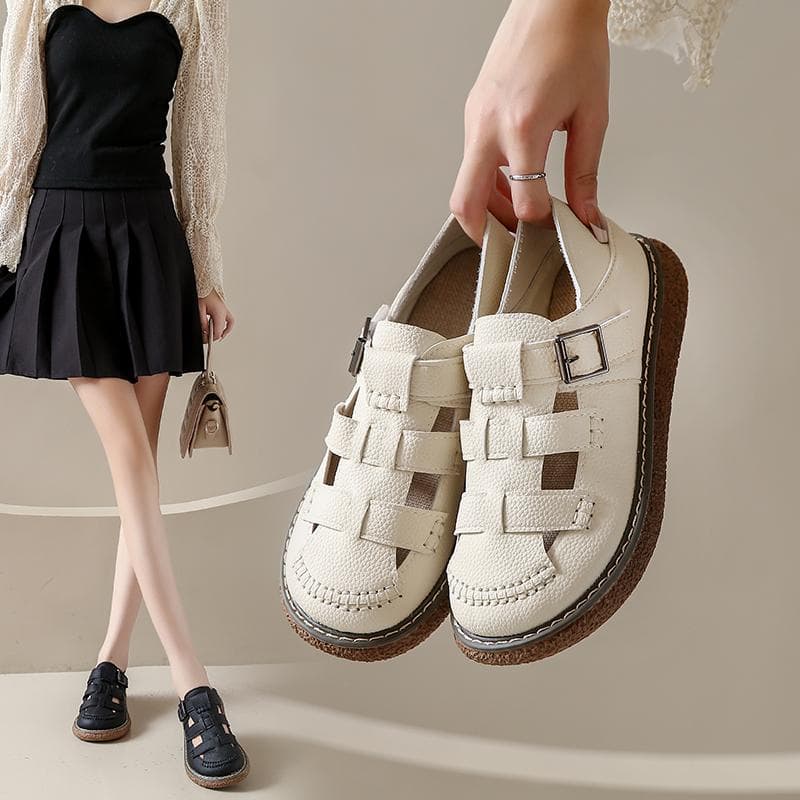 Women Moccasins Leather Shoes Driving Comfort Flats Casual Roman Sandals Walking Minimalist Summer Maternity Shoes for Woman 40 ivory