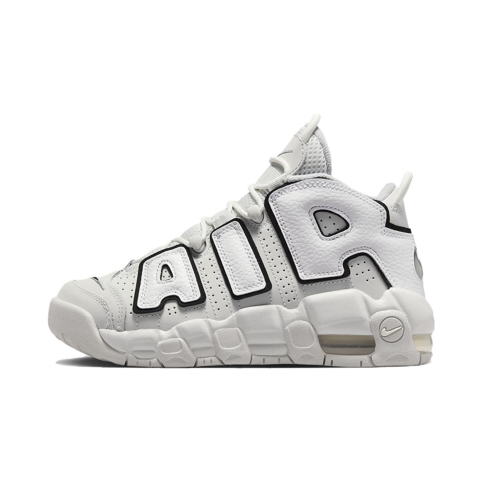 Nike Air More Uptempo GS Photon Dust Black Kids Sneakers White Metallic-Silver FD0022-001 cm