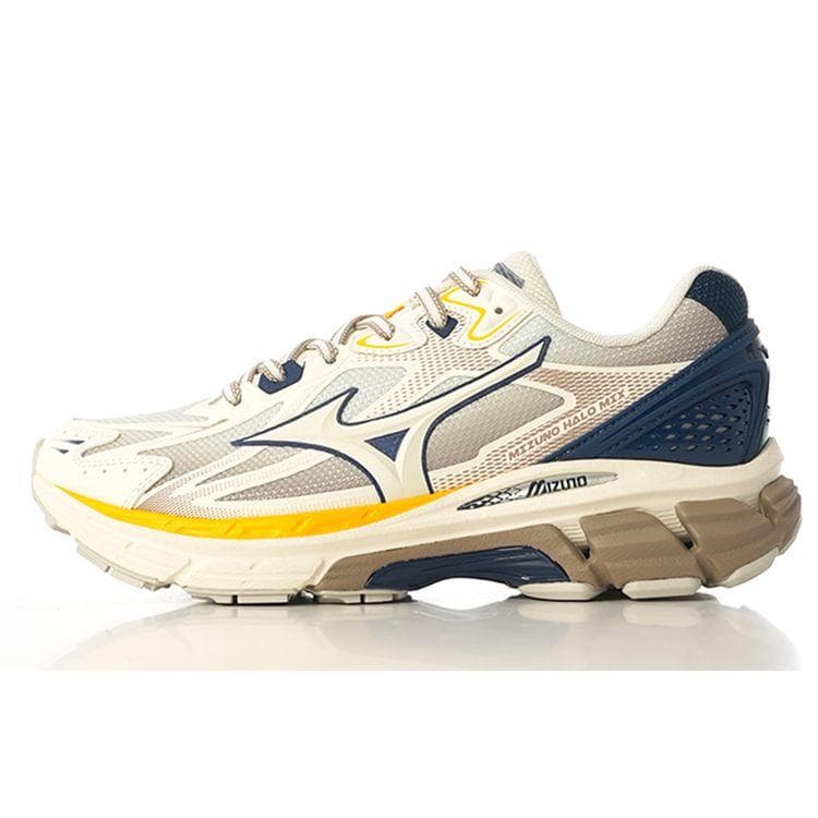 Mizuno Halo Mix Beige Unisex Sneakers Blue Yellow D1GH240810 cm