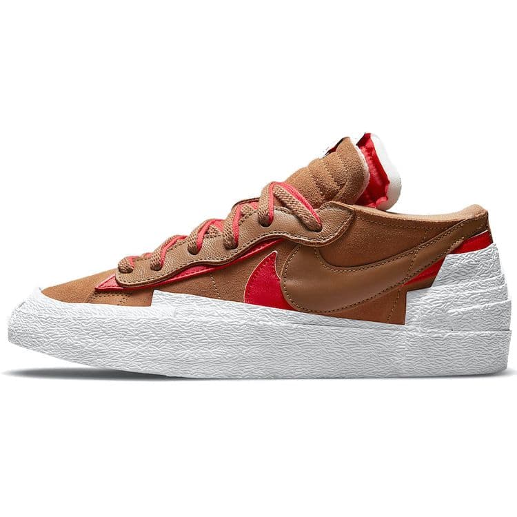 sacai x Nike Blazer Low British Tan Unisex Sneakers Light-British-Tan White University-Red DD1877-200 cm