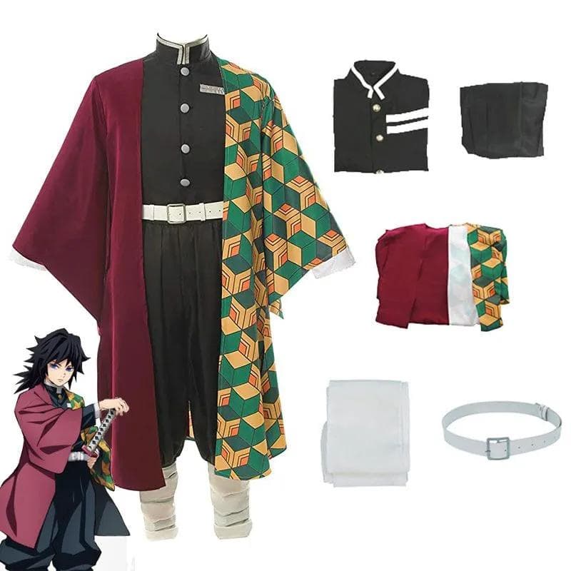 Anime Demon Slayer Kimetsu No Yaiba Tomioka Giyuu Cosplay Costume Women and Men Kimono Uniform Halloween Christmas Party Clothes cm red