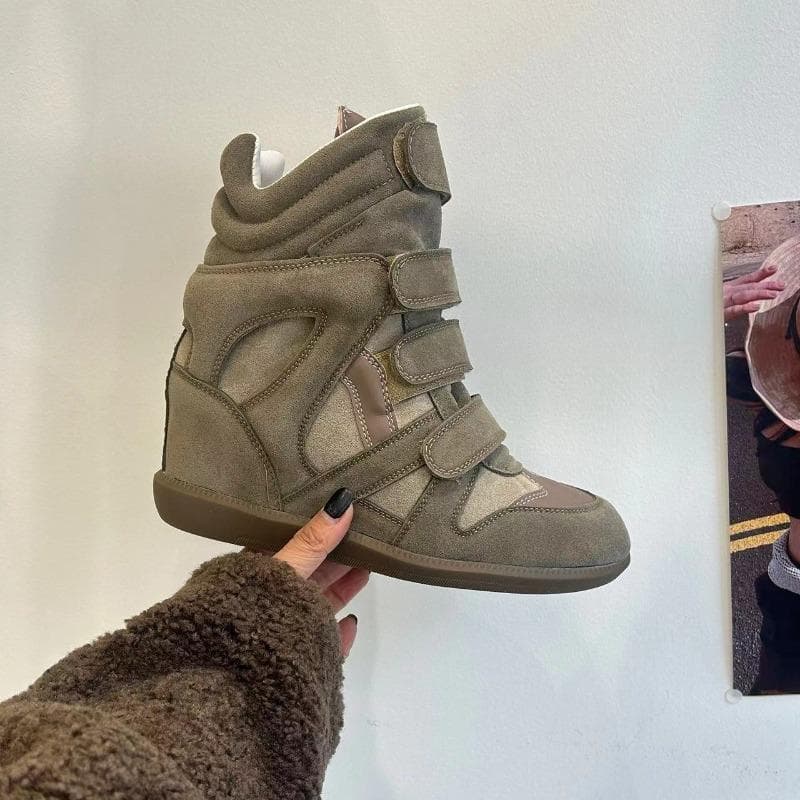 High Quality High Top Sneakers for Women Fashionable 5CM Invisible Height Increase Casual Ankle Boots for Women Botas Para Mujer cm