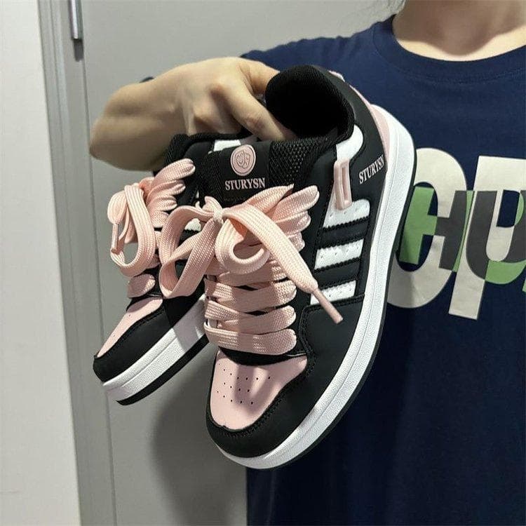 Spring, summer, autumn and winter new board shoes student shoes low-top round head belt cm pink