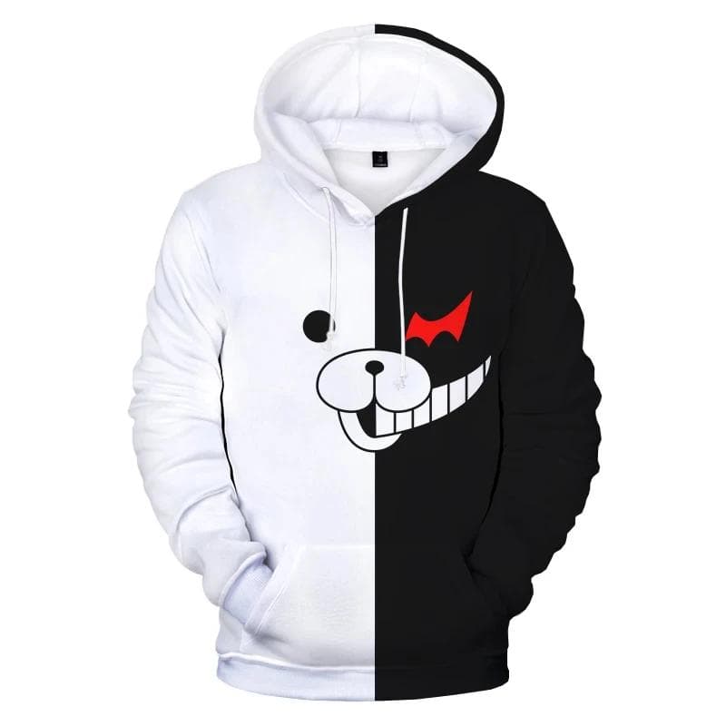 Anime Danganronpa Monokuma Black White Bear 3D Hooded Streatwear Cosplay Women Men Casual Hoodie Sweatshirt Jacket Coat Top cm