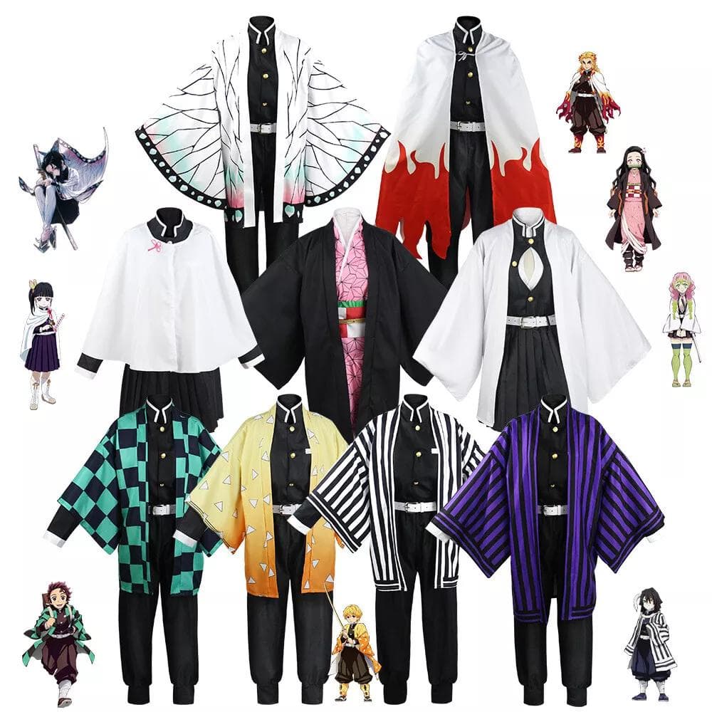 Unisex Demon Slayer Anime Cosplay Cartoon Kimetsu No Yaiba Kochou Shinobu Cosplay Costume for Adult Men and Women 160cm