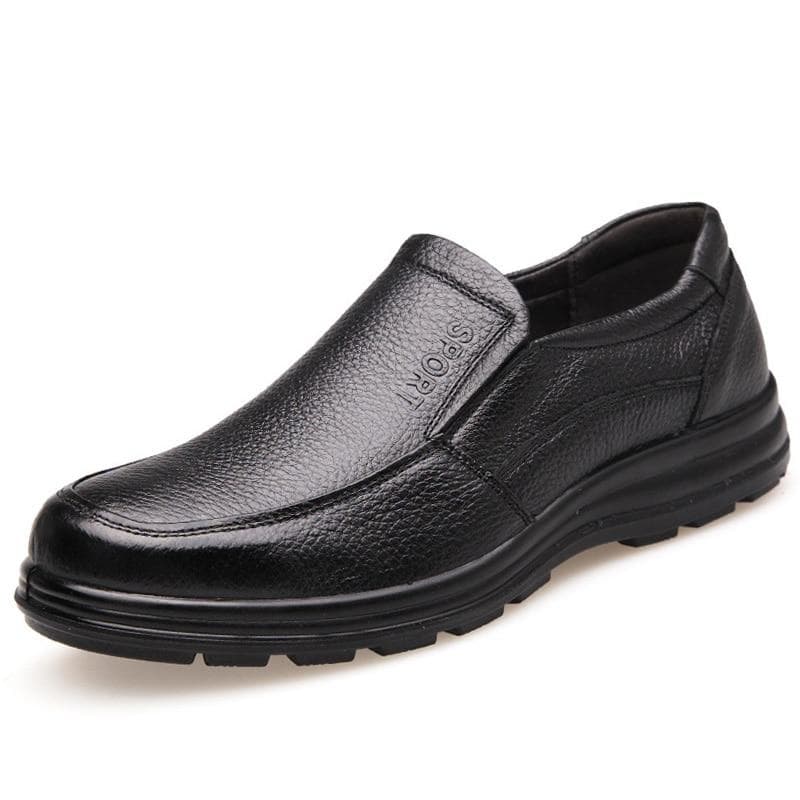 100% Genuine Leather Shoes Men Business Brogues Cow Leather Male Footwear Slip-on Black Brown cm brown