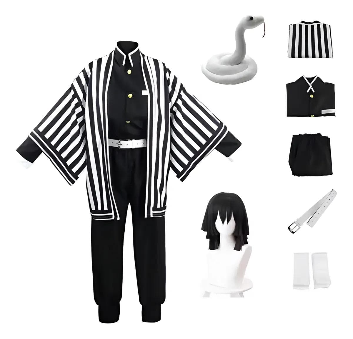 Obanai Iguro Snake Cosplay Anime Demon Slayer Kimetsu No Yaiba Obanai Iguro Cosplay Kimono Pant Top Kisatsutai Uniforms Halloween Costume Set cm