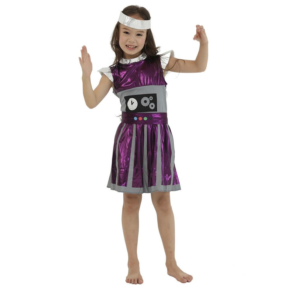 Girls Retro Purple Time Robot Cosplay Alien Astronaut Outfit Halloween Costume cm purple