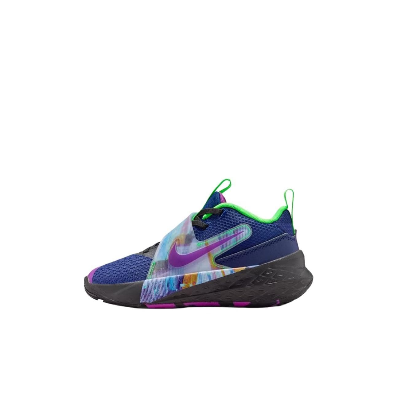 Nike Team Hustle D 12 PS Blue Void Green Streak Vivid Purple Kids Sneakers Black Green-Strike HV2290400 cm