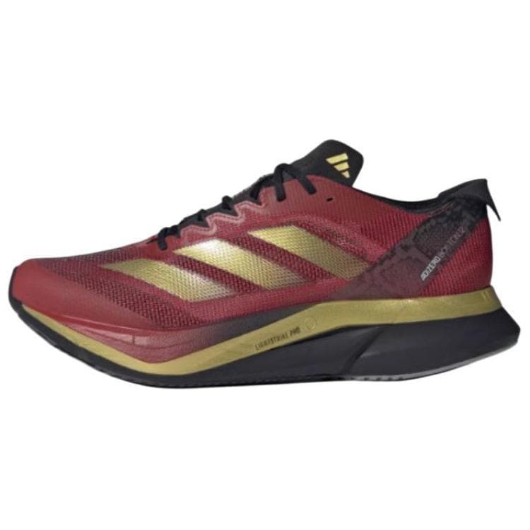 Adidas Adizero Boston 12 Anti Slip Wear Resistant Low Top Running Shoes Unisex Red Gold Sneakers JS1919 cm