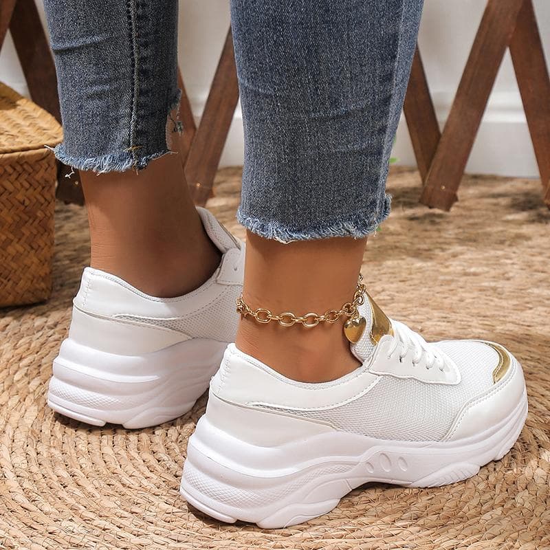 Breathable White Sneakers for Women 2025 Spring Fashion Platform Sports Shoes Woman Casual Non Slip Thick Sole Vulcanize Shoes cm black
