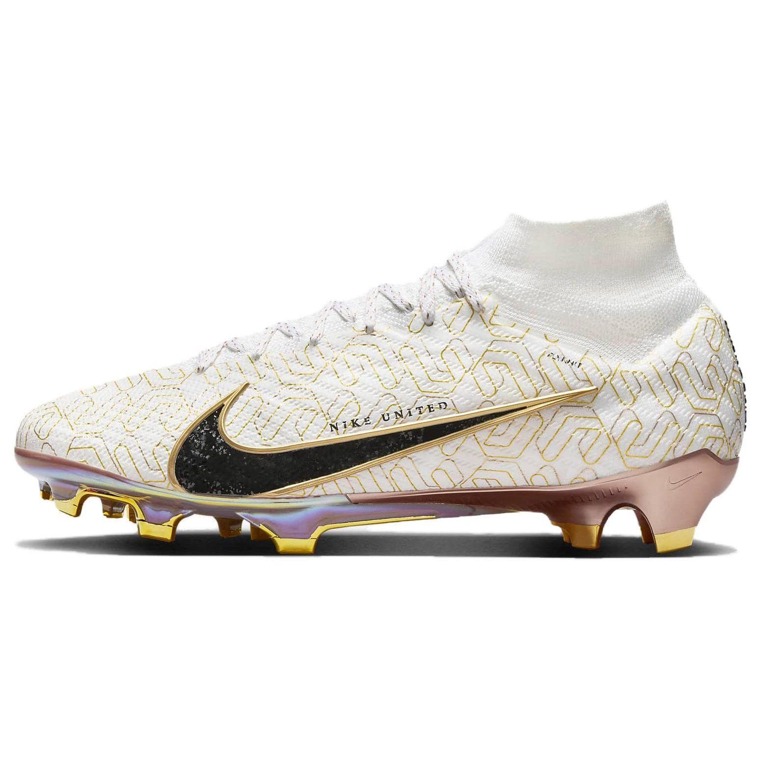 Nike Zoom Mercurial Superfly 9 Elite FG United Golden Pack Men Sneakers White Metallic-Gold Black HJ0707-100 cm
