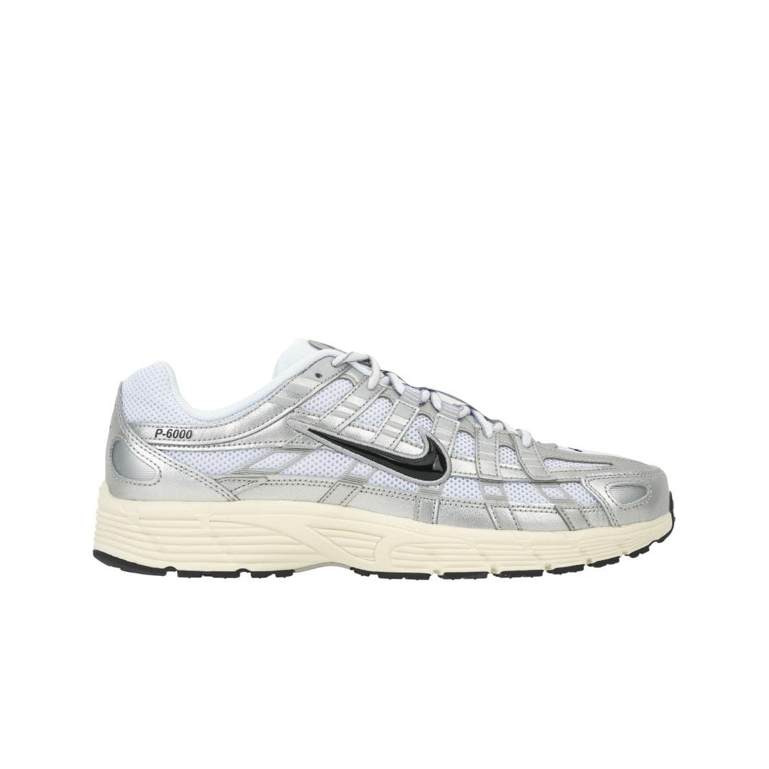Nike P-6000 Metallic Flat Silver Unisex Sneakers White Metallic-Silver Black CD6404-105 cm
