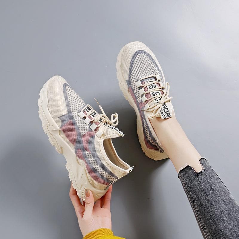 Breathable Women's Casual Sports Shoes - Lightweight Knit Low-Top Sneakers for Running, Fitness & Walking, All-Season Comfort cm gray