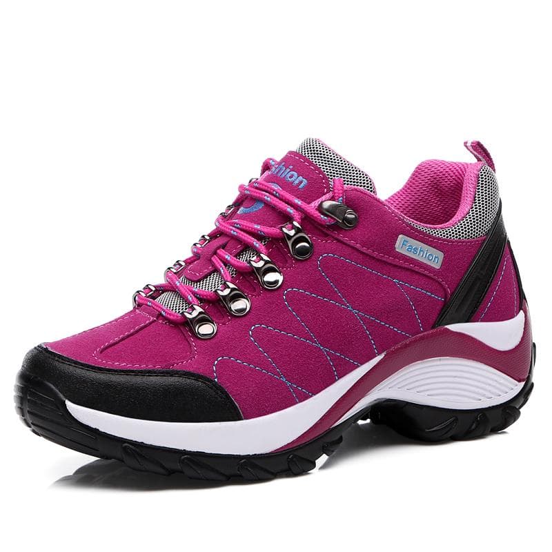 Outdoor Waterproof Platform Hiking Shoes Women Increase Casual Trekking Sneakers Ladies Non -Slip Camping Climbing Walking Shoes cm purple
