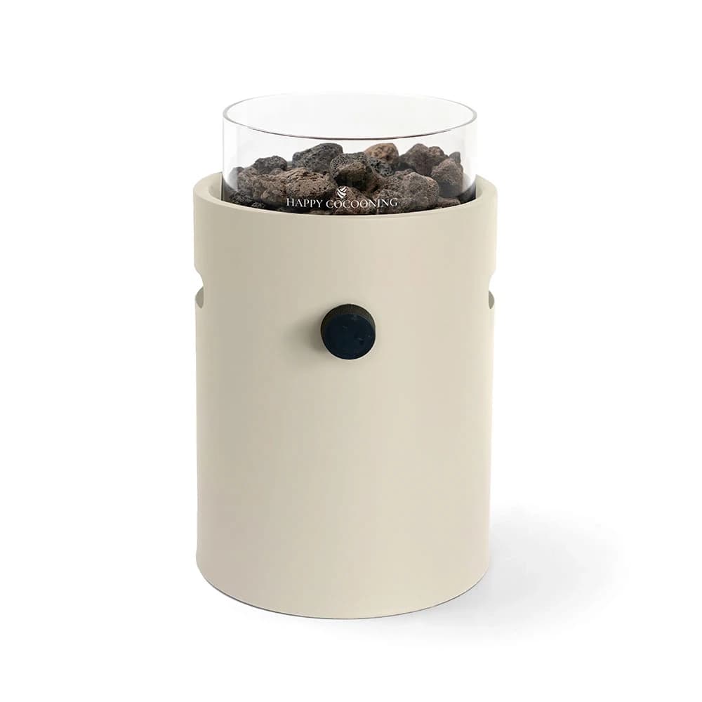 Lumi Oyster Beige Tabletop Gas Fireplace by Happy Cocooning - Powder-Coated Steel 1.98 kW - EN417 Compatible