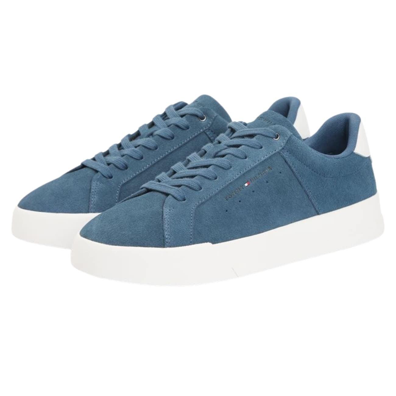 Tommy Hilfiger Contrast Heel Suede Court Trainers - Aegean Blue - 44
