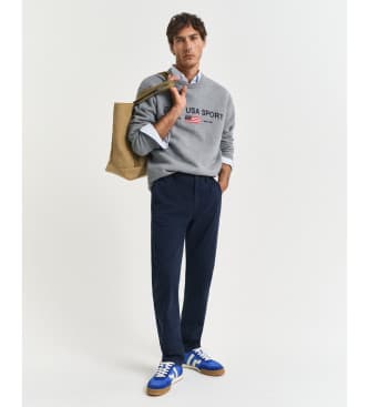 Gant for man. 1505228 Slim Fit Chino Trousers With Textured Texture Structured Marine (46), Casual, Cotton, Organic Cotton, Navy