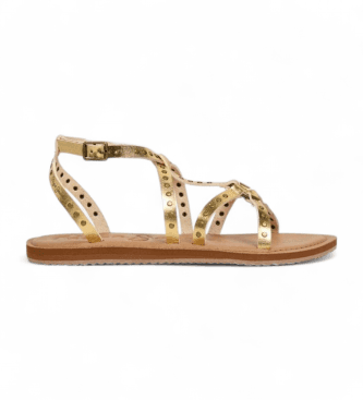 Pepe Jeans for woman. PLS700017 Gold Rio Studs Sandals (41), Flat, Buckle, Casual