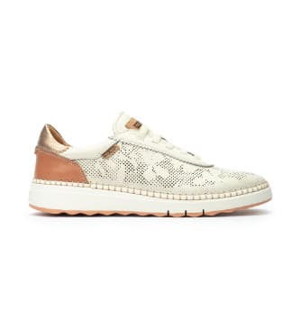 Pikolinos for woman. W0C-6621C1 Arenas white leather trainers with elastic bands (37), Flat, Laces, Casual