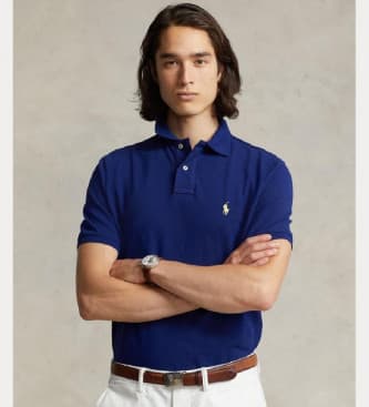Polo Ralph Lauren for man. 710795080013 Slim fit pique polo shirt blue (S), Casual, Cotton, Short sleeve