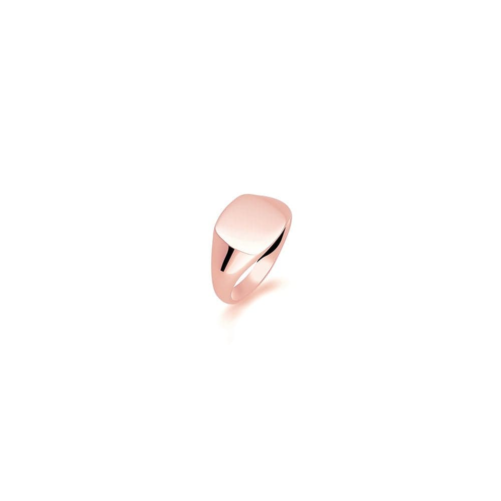 Faith Signet Rings 9ct Rose Gold Ladies Cushion Lightweight Signet Ring 11x10mm (Available to Order in Different Metals and Sizes)
