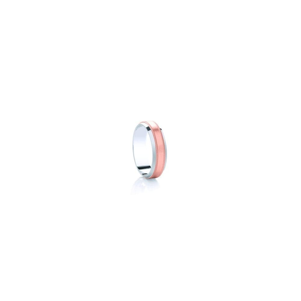 Faith Wedding Rings Argentium Base Double Edge with 9ct Rose Gold Beaded Edge Centre 5mm Wedding Ring (All Sizes Available To Order)