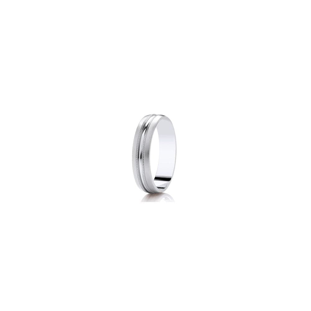 Faith Wedding Rings Argentium Brushed Double Beaded Edge with Polished Centre Tradtional Court 5mm Wedding Ring (All Sizes Available To Order)