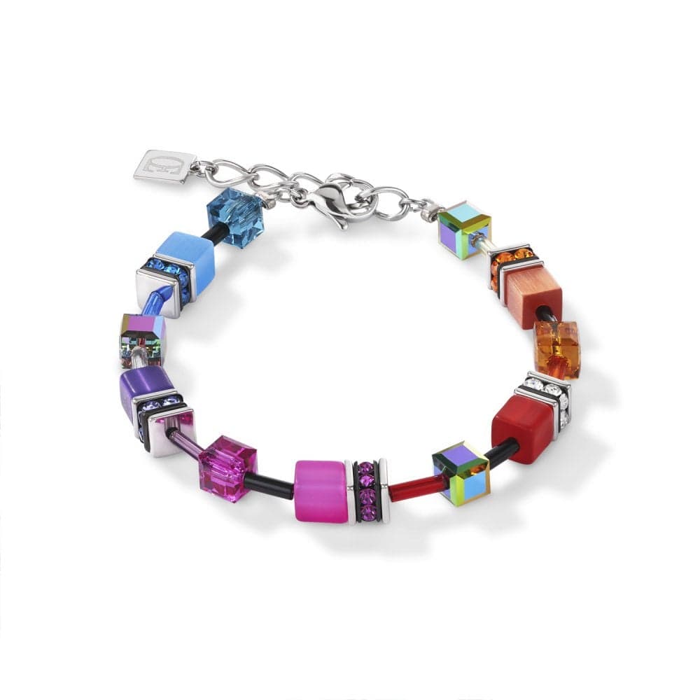 Coeur De Lion GeoCUBE Multicolour Rainbow Bracelet 0.6cm, 18.5cm + 3cm