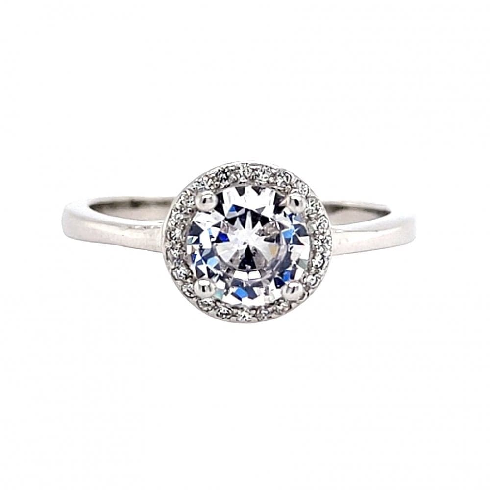 Faith Sterling Silver April Birthstone CZ Halo Ring