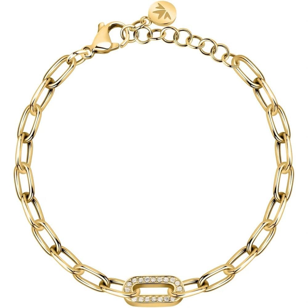 Morellato Intrecci Crystal Gold Tone Chain Bracelet 16-19cm