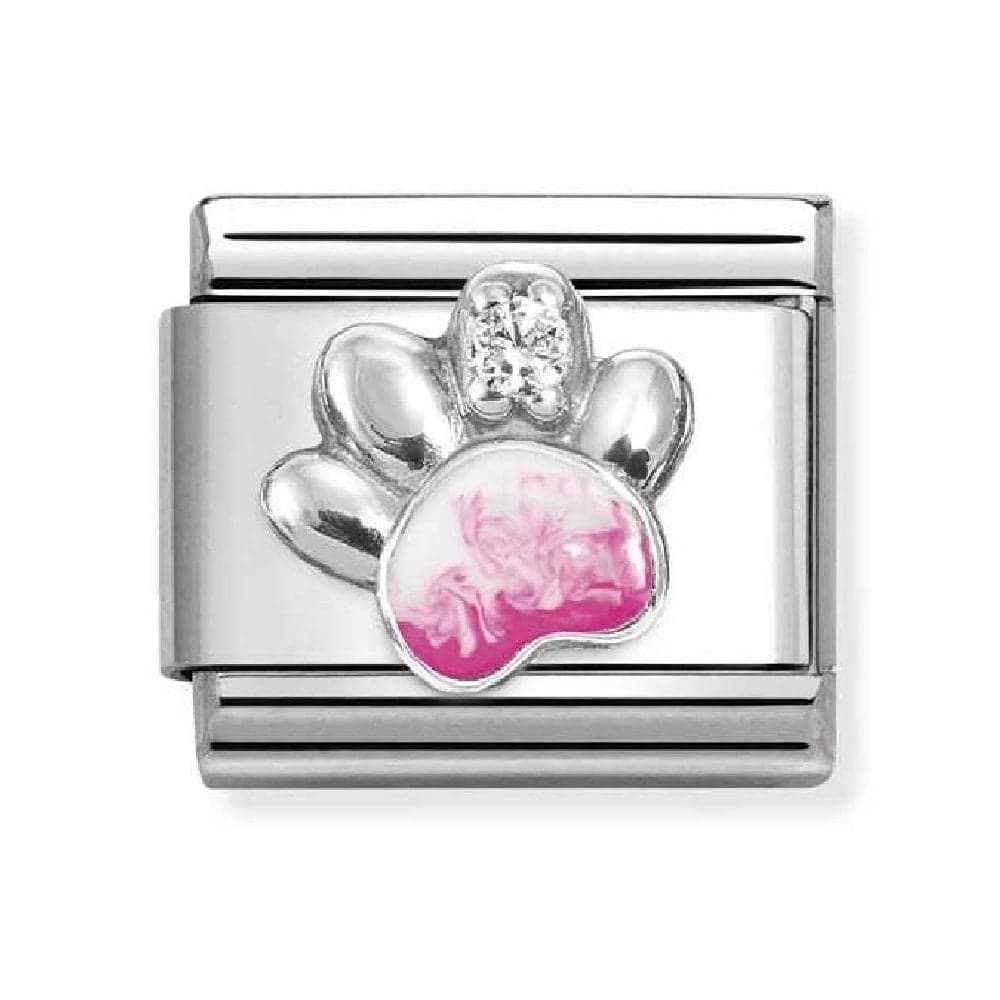 Nomination Pink & CZ Paw Print Silver Shine Charm