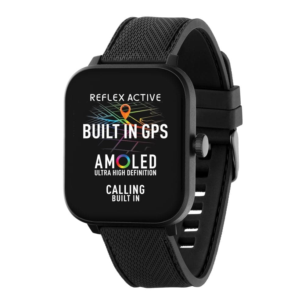 Reflex Active Series 44 Unisex Amoled Black Sports Bluetooth Smartwatch