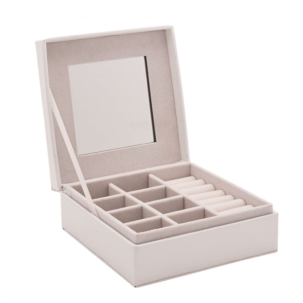 Sophia White Square Jewellery Box with Lift Up Lid 6.4 x 14.6 x 15.2cm
