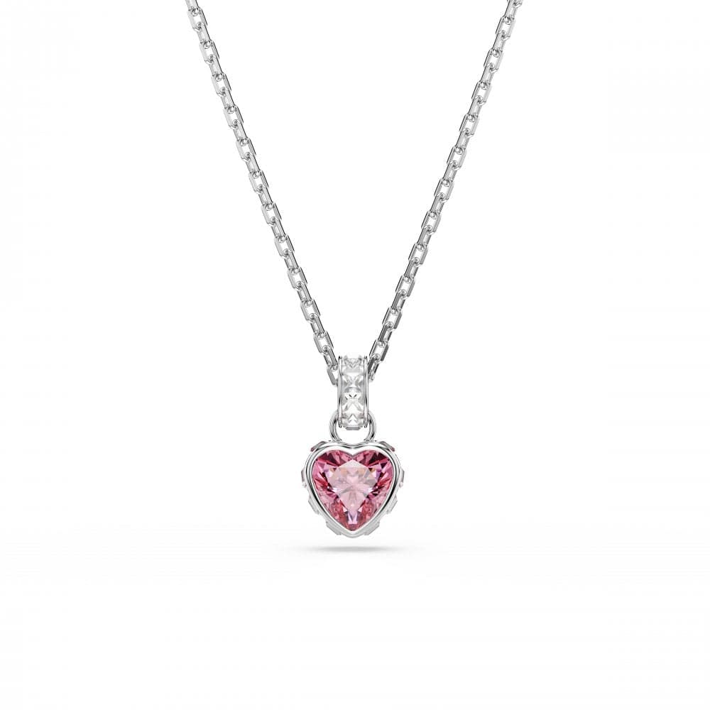 Swarovski Jewellery Swarovski Chroma Mixed Cuts Pink Heart Necklace 1.1 x 0.8cm, 38-45cm