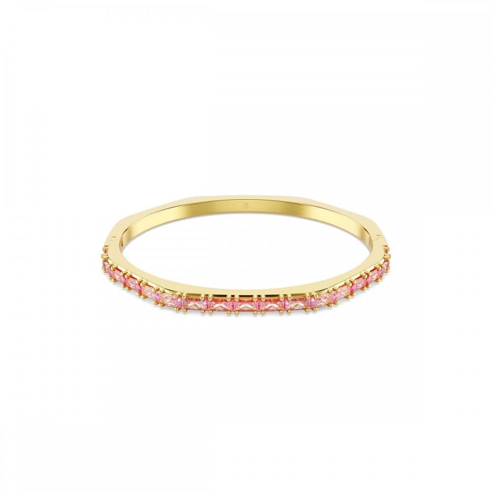 Swarovski Jewellery Swarovski Matrix Baguette Pink Crystal Gold Tone Bangle 0.4 cm, 17cm