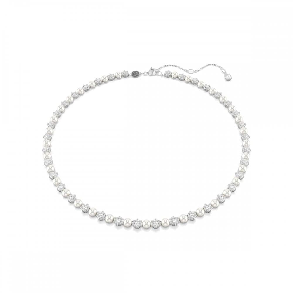Swarovski Jewellery Swarovski Matrix Crystal & Pearl Tennis Necklace 0.5cm, 41-44cm