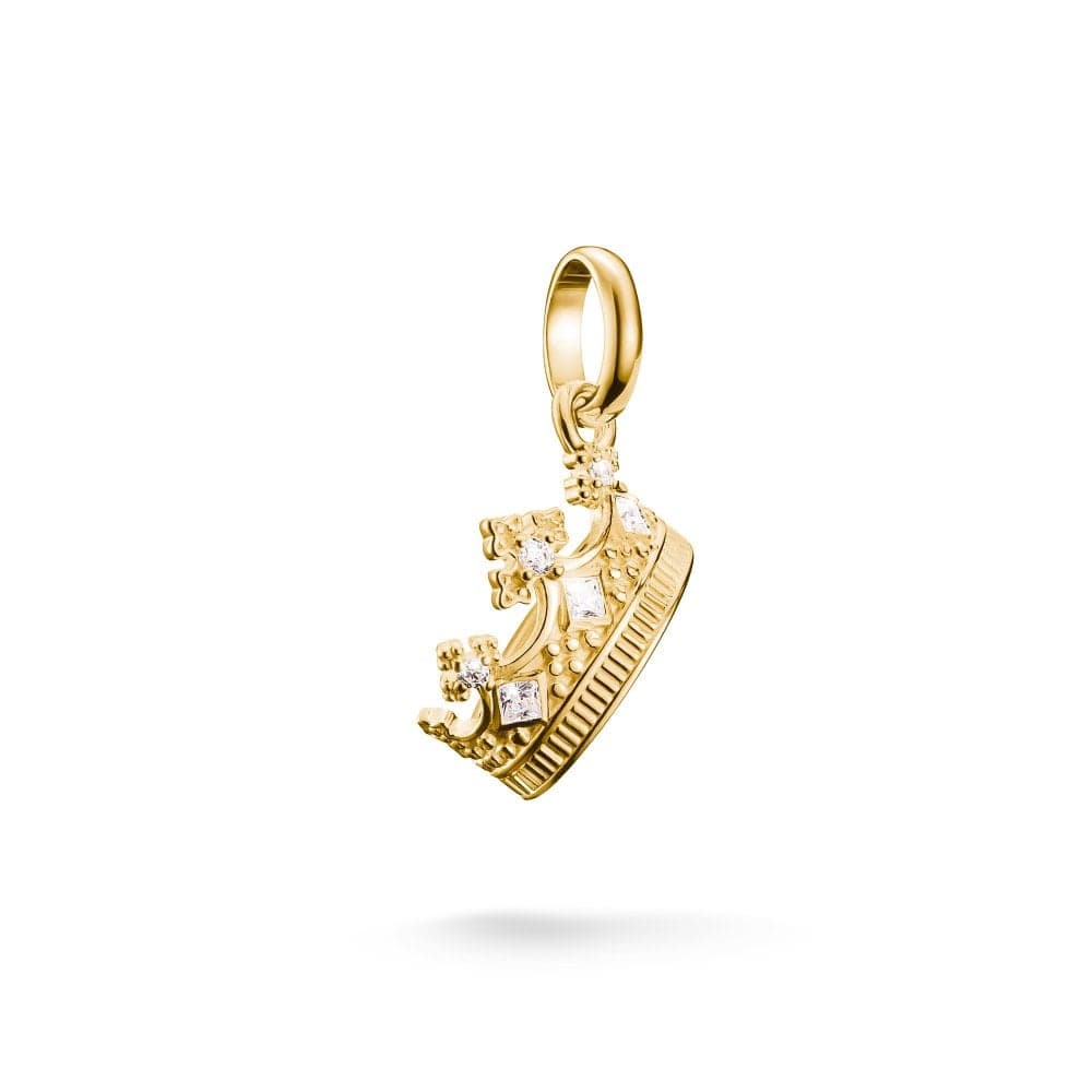Thomas Sabo Charm Club Connect CZ Crown Gold Tone Charm Pendant 1.9 x 1.3cm