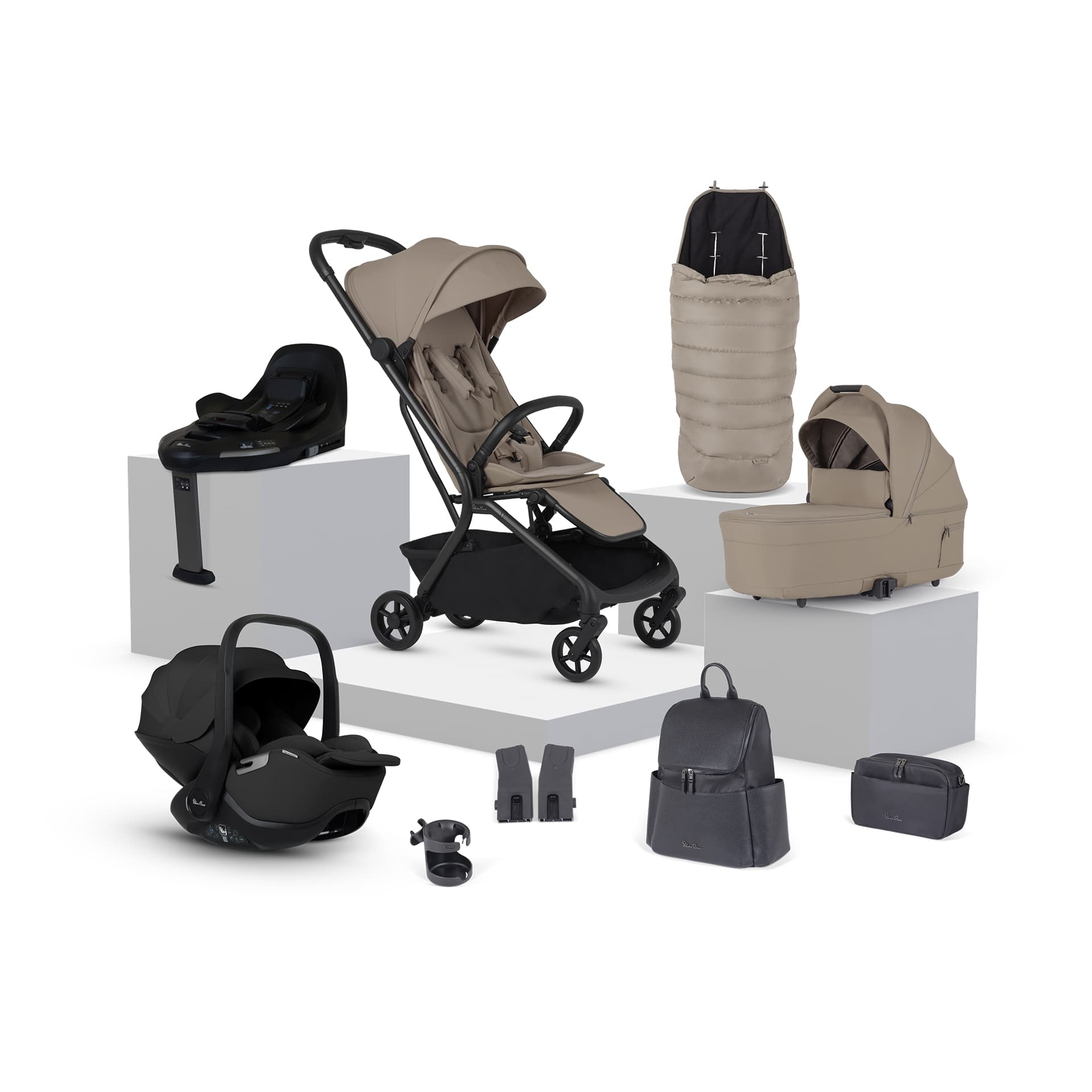 Silver Cross Nia Travel System with Glide Plus, Base 360 and Accessory Pack - Champagne
