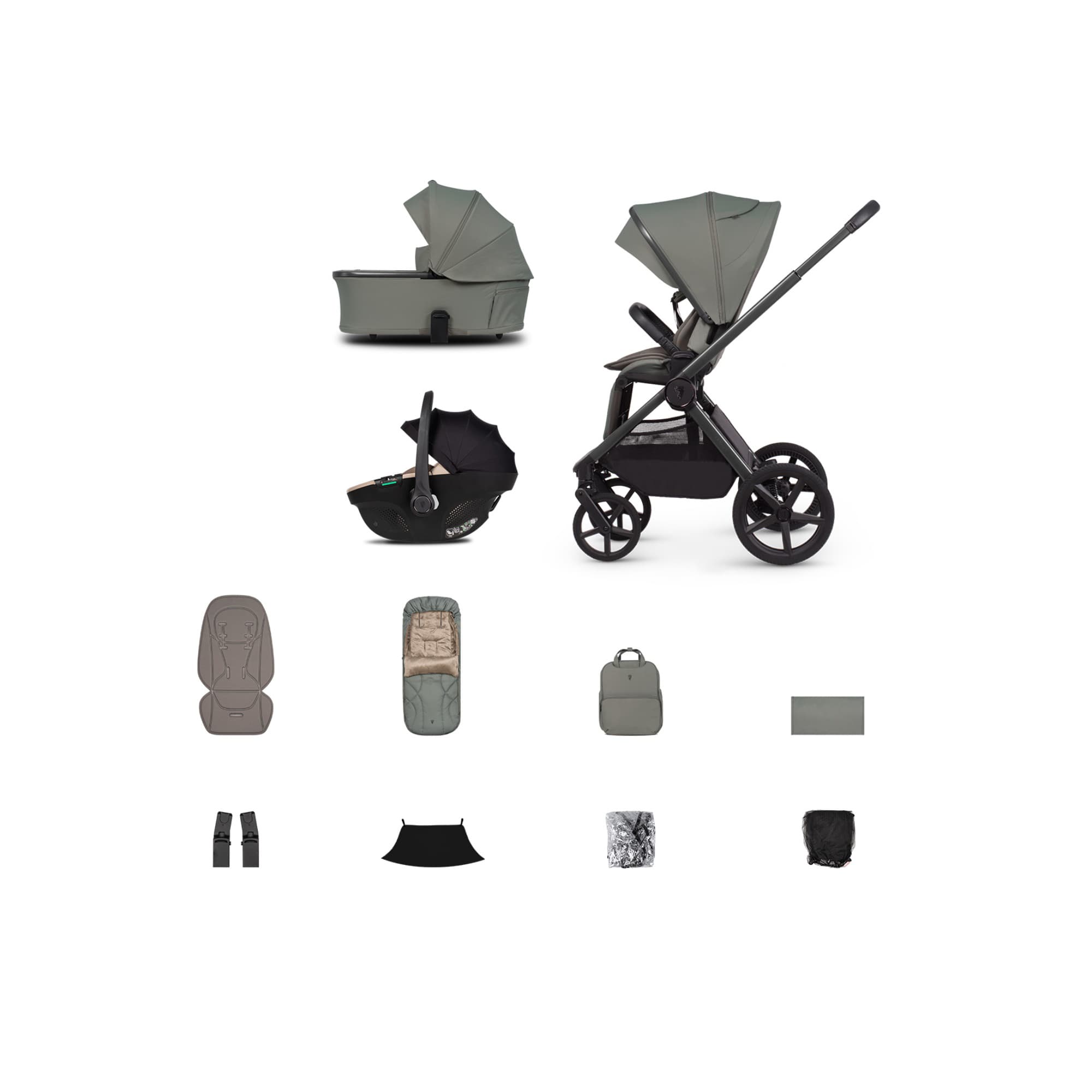 Venicci Upline 3 Comfort Bundle (12-Piece-Bundle) - Aloe - Beige Car Seat