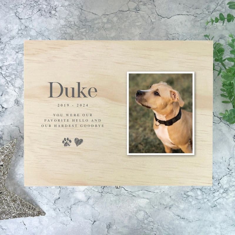 Personalised Sketch Pet Photo Memorial Keepsake Box - 26cm