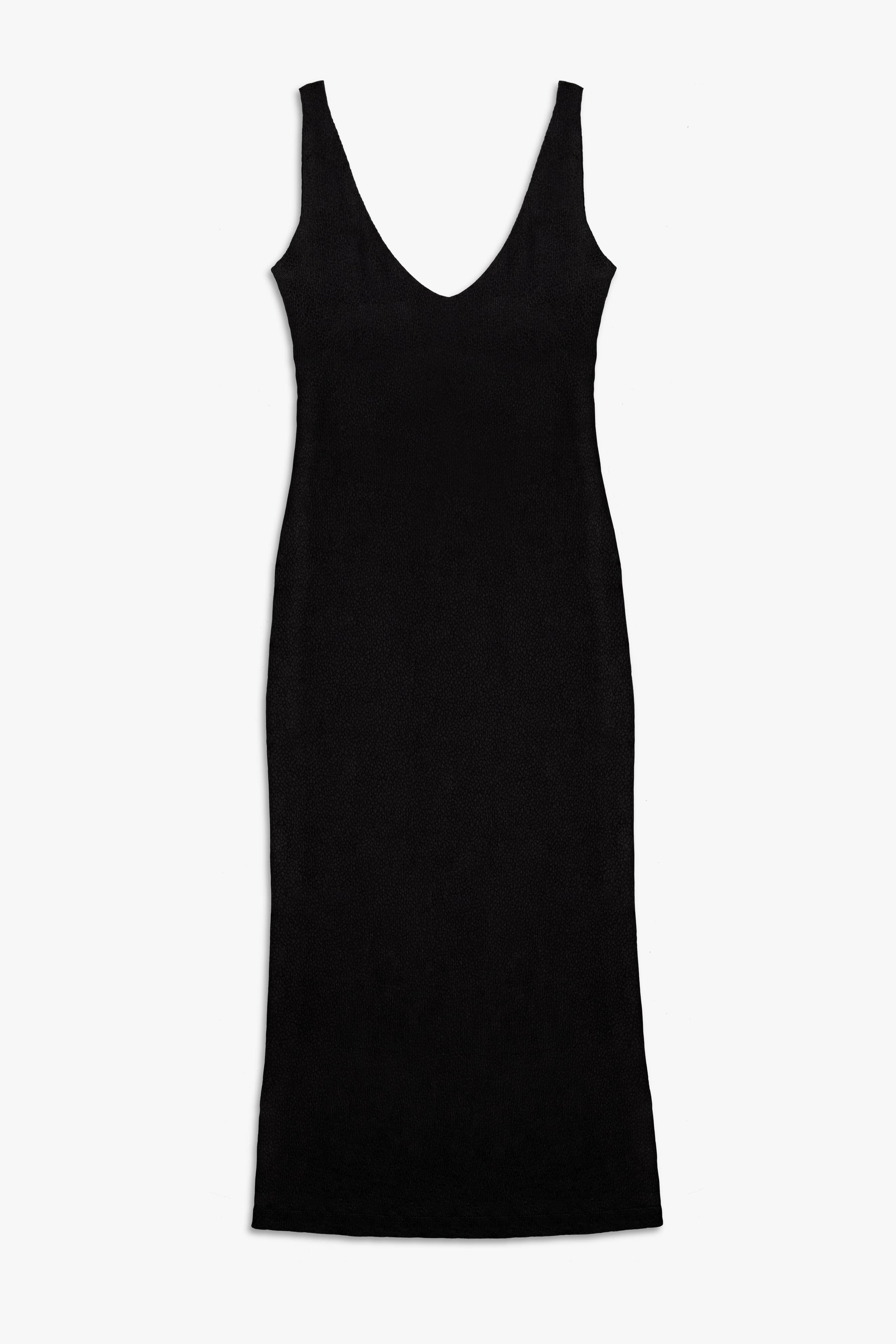 Long v-neck dress with open back-S